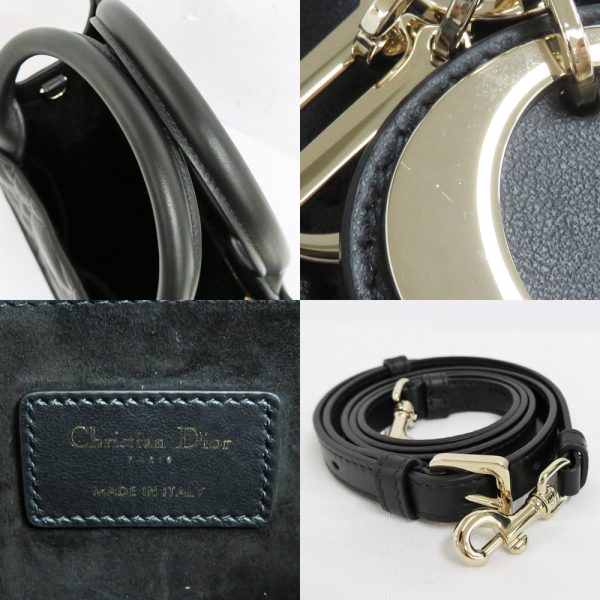 n2406 06 301806sh 07 Christian Dior Book Tote Small Macro Cannage Calfskin Hardware Black