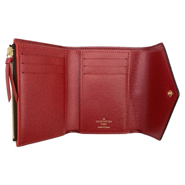 n41659 003 Louis Vuitton Damier Wallet Tri Fold Mini Compact Portefeuille Victorine Ebene Red