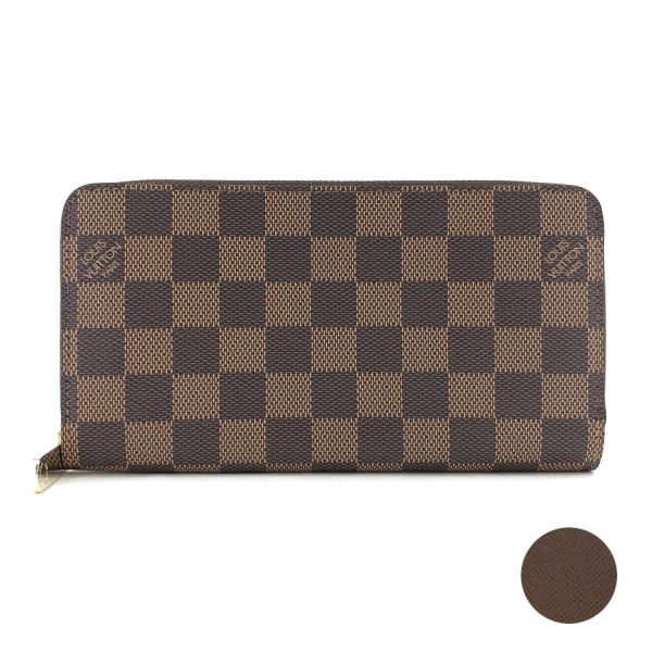 n41661 01 Louis Vuitton Damier Wallet Long Round Zipper Damier