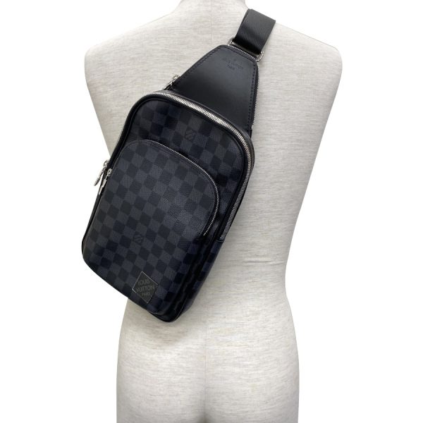 n45302 06 Louis Vuitton Damier Sling Bag Avenue Black Silver