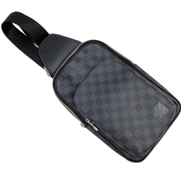 n45302 08 Louis Vuitton Damier Sling Bag Avenue Black Silver