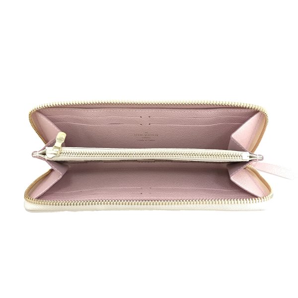 n61264 04 Louis Vuitton Damier Wallet Long Round Zipper Clemence Azur Rose Ballerine