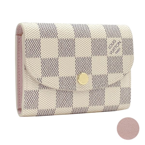 n61276 007 Louis Vuitton Damier Coin Case Portomone Rosalie Azur Rose Ballerine