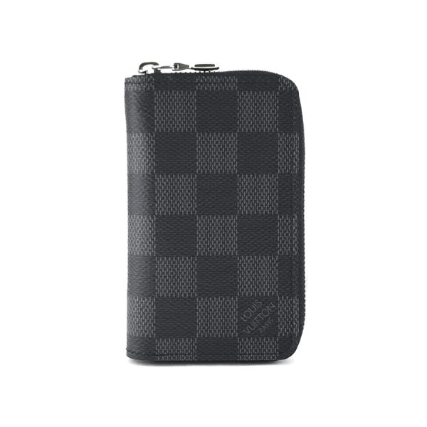 n63076 08 Louis Vuitton Damier Graphite Wallet Coin Purse Card Case Canvas Black Gray Silver