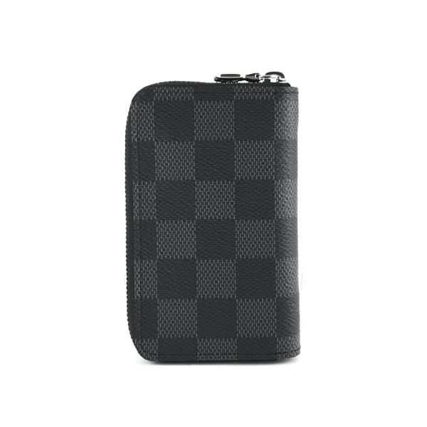 n63076 09 Louis Vuitton Damier Graphite Wallet Coin Purse Card Case Canvas Black Gray Silver