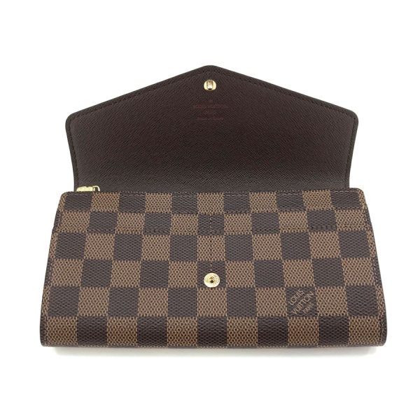 n63209 04 Louis Vuitton Damier Wallet Long Flap Portefeuille Sarah Ebene