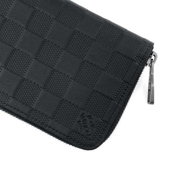 n63548 06 Louis Vuitton Long Wallet Round Zipper Vertical Damier Infini Onyx Black