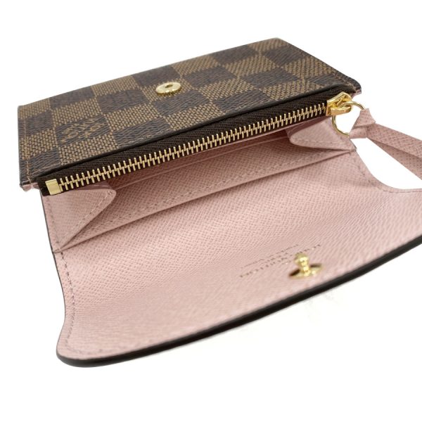 n64423 04 Louis Vuitton Damier Coin Case Wallet Portomone Rosalie Ebene Rose Ballerine