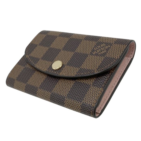 n64423 07 Louis Vuitton Damier Coin Case Wallet Portomone Rosalie Ebene Rose Ballerine