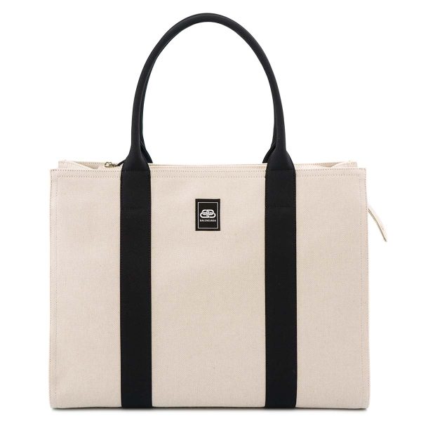 nhj621826ctwlgl Balenciaga Trade Canvas Tote L Tote Bag White