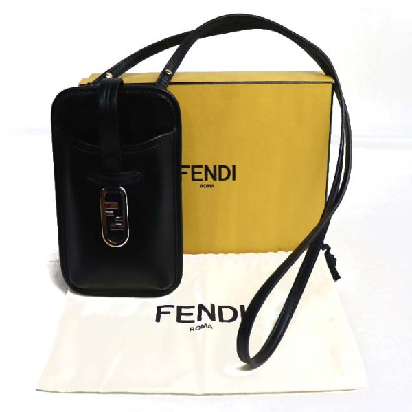 o23 1027 27 1034 Fendi Phone Pouch Shoulder Bag Black