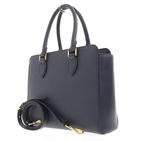 ob1350 2 Prada Saffiano Leather Handbag Shoulder Bag Navy