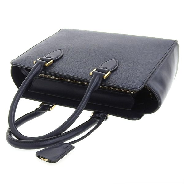 ob1350 4 Prada Saffiano Leather Handbag Shoulder Bag Navy