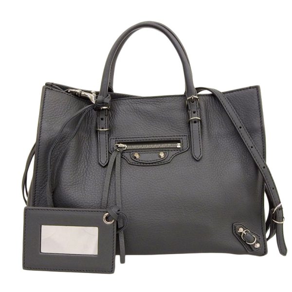 ob1366 1 Balenciaga Paper Mini Leather Handbag Gray