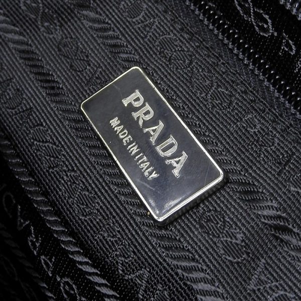 ob1415 7 Prada Nylon Leather Shoulder Bag Black