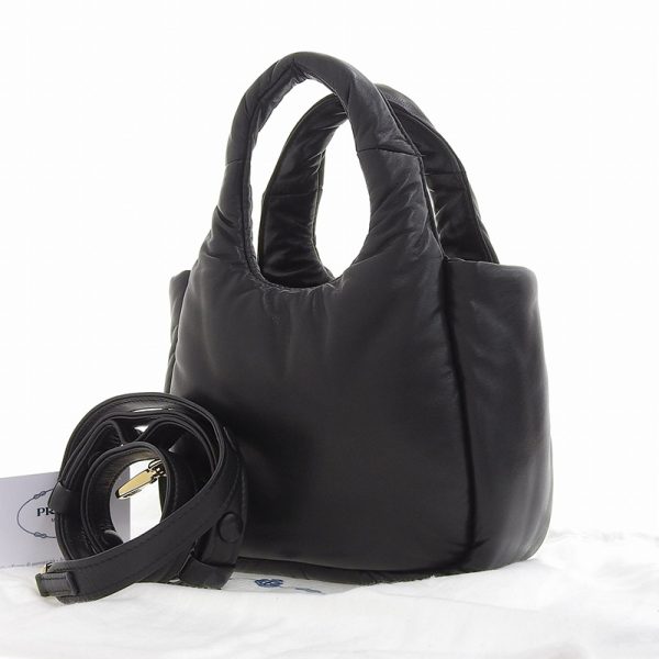 ob1419 2 Prada Soft Patted Nappa Leather Mini Handbag Black