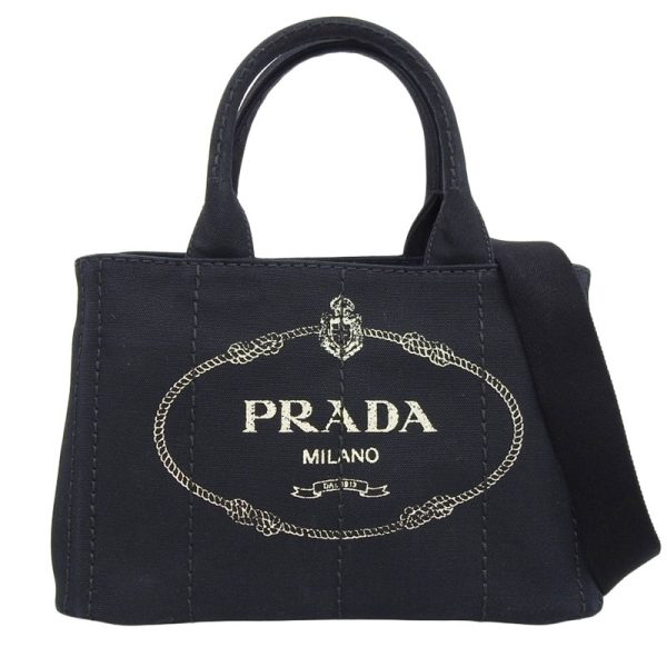 ob1539 1 Prada Canvas Black Tote Bag Handbag