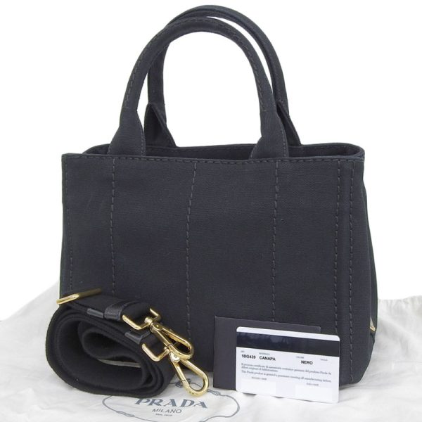 ob1539 2 Prada Canvas Black Tote Bag Handbag