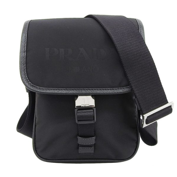 ob1543 1 Prada Nylon Leather Black Shoulder Bag