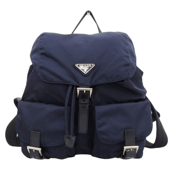 ob1544 1 Prada Nylon Leather Navy Black Backpack Rucksack