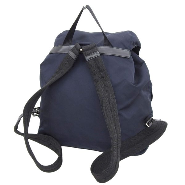 ob1544 2 Prada Nylon Leather Navy Black Backpack Rucksack