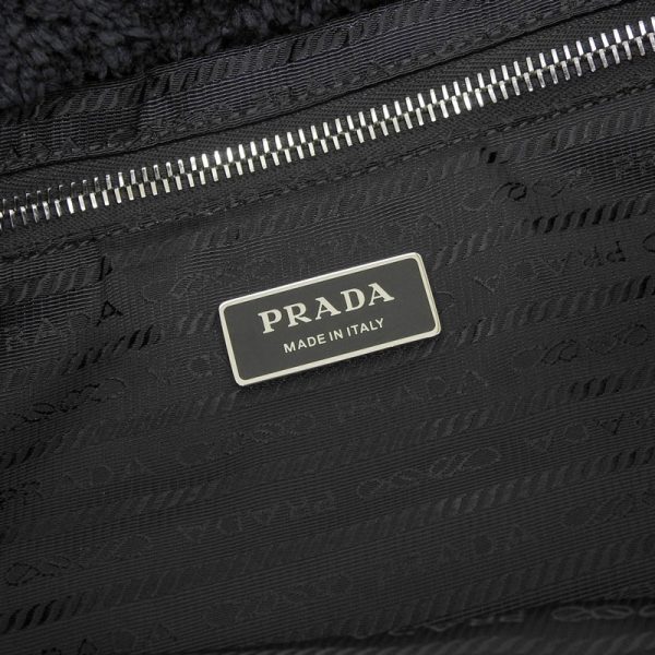 ob1546 6 Prada Terry Pile Black White Tote Bag