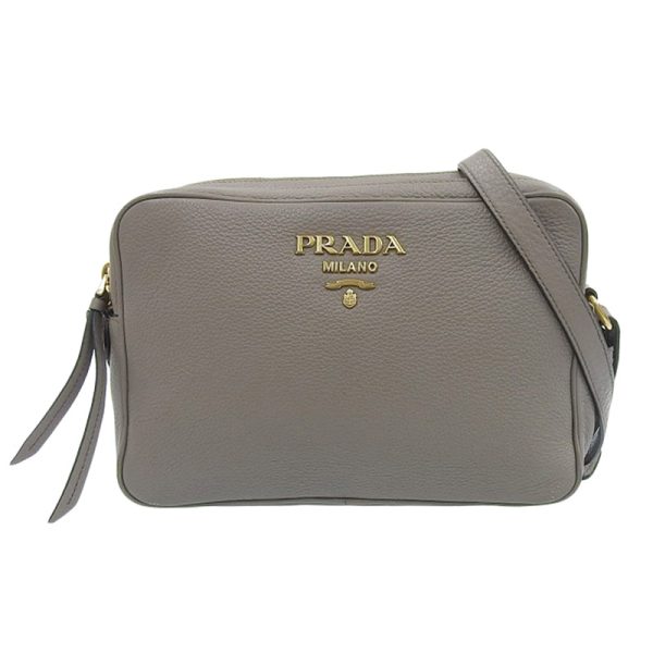 ob1621 1 Prada Shoulder Bag Leather Greige Crossbody