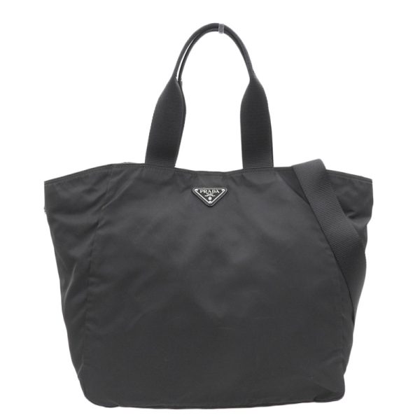 ob1674 1 Prada Bag Nylon And Leather Black Tote