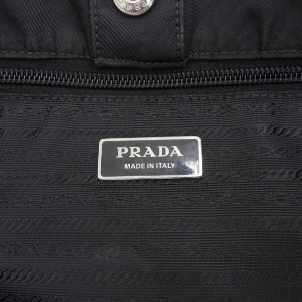 ob1674 7 Prada Bag Nylon And Leather Black Tote