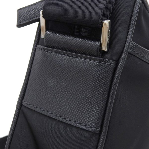 ob1681 4 Prada Shoulder Bag Nylon Leather Black Diagonal