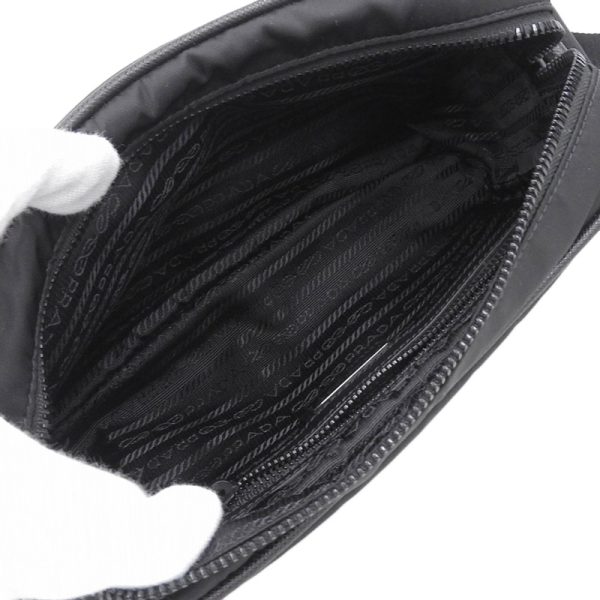 ob1681 6 Prada Shoulder Bag Nylon Leather Black Diagonal