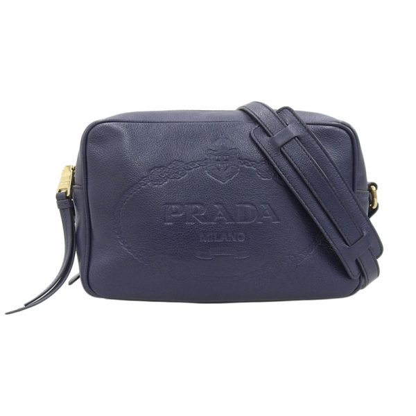 ob1682 1 Prada Shoulder Bag Diagonal Leather Navy