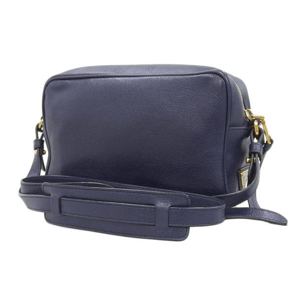 ob1682 2 Prada Shoulder Bag Diagonal Leather Navy