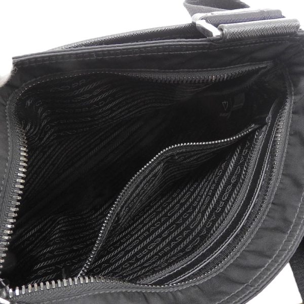 ob1689 5 Prada Shoulder Bag Diagonal Nylon Leather Black