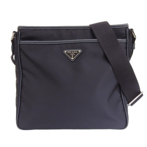 ob1699 1 Prada Shoulder Bag Crossbody Nylon Leather Navy