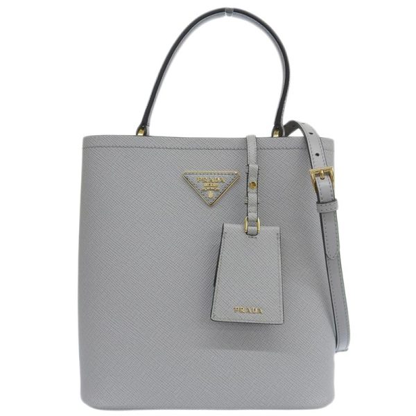 ob1783 1 Prada Pannier Bag Saffiano Leather Gray Black