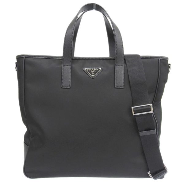 ob1788 1 Prada Bag Nylon Leather Black Tote