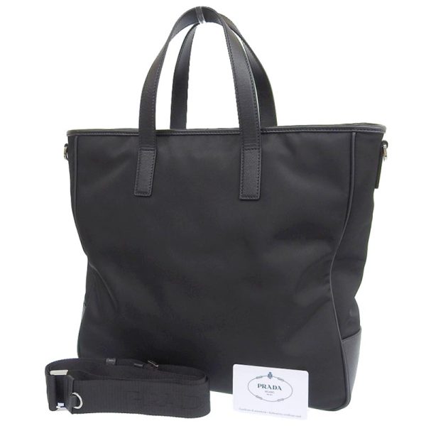 ob1788 2 Prada Bag Nylon Leather Black Tote