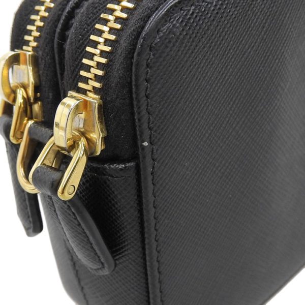 ob1838 4 Prada Shoulder Bag Saffiano Leather Black Chain