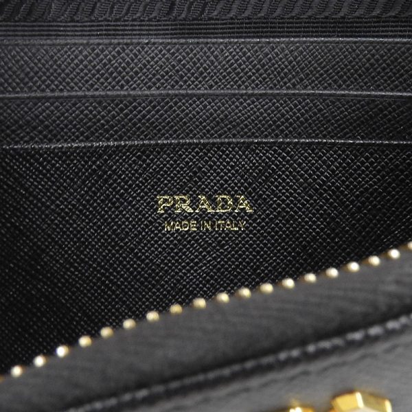 ob1838 7 Prada Shoulder Bag Saffiano Leather Black Chain