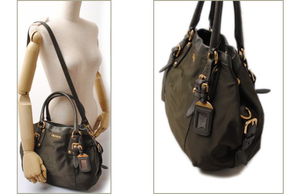 p 17 012 2 Prada Shoulder Bag Nylon Dark Khaki