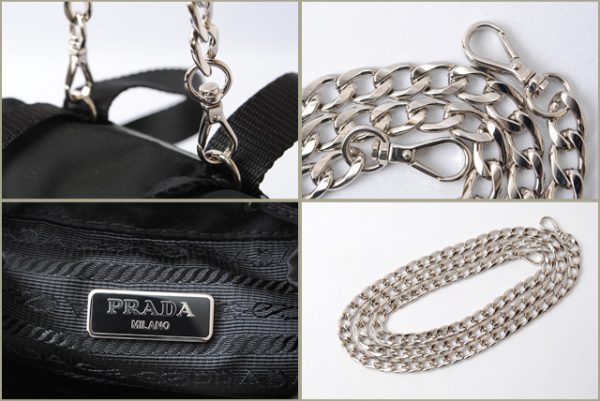 p 17 073 5 Prada Mini Vela Nylon Shoulder Bag with Chain Black