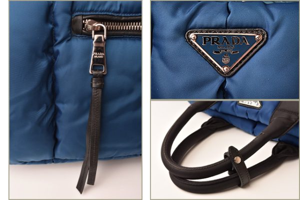 p 19 014 3 Prada Tote Shoulder Bag Tessuto Bomber Blue