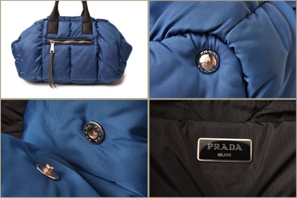 p 19 014 6 Prada Tote Shoulder Bag Tessuto Bomber Blue