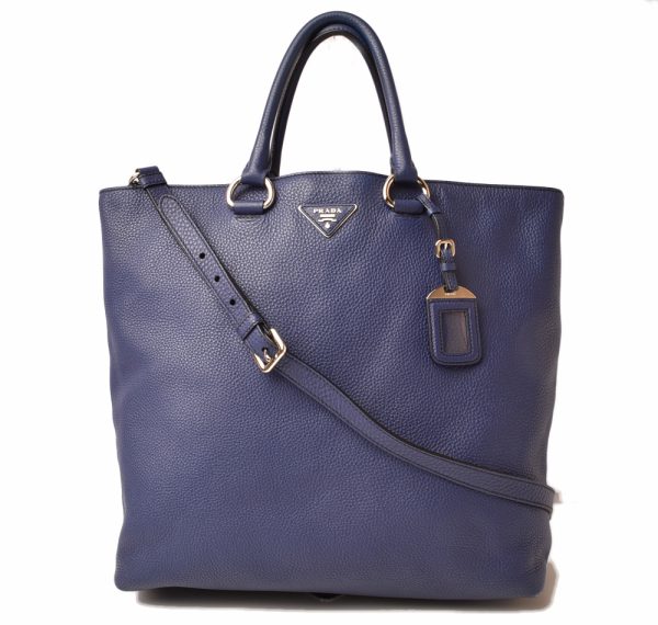 p 19 015 1 Prada Tote Shoulder Bag Ink Blue