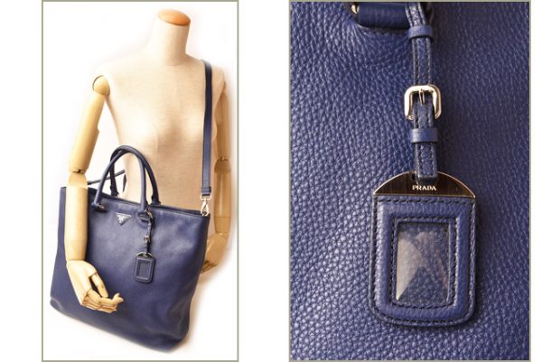 p 19 015 3 Prada Tote Shoulder Bag Ink Blue