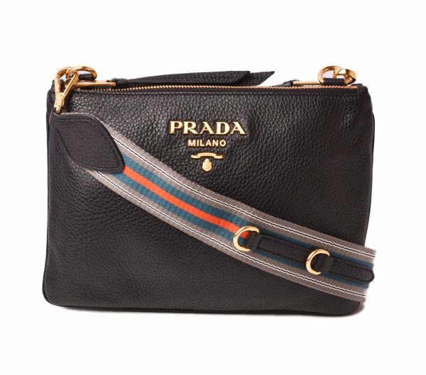 p 19 022 1 Prada Shoulder Clutch Bag 2way Black