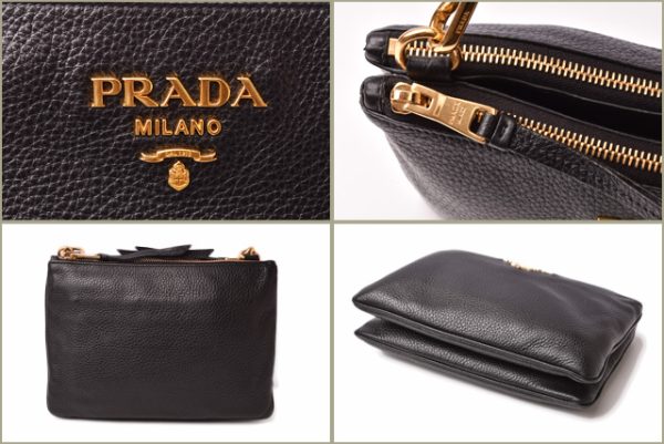 p 19 022 4 Prada Shoulder Clutch Bag 2way Black