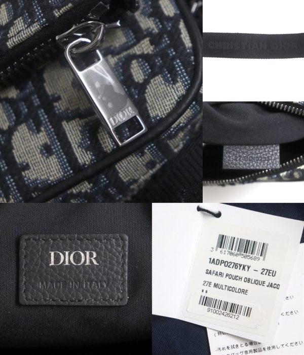 p03 st30908 10 Dior Saddle Oblique Jacquard Mini Leahter Pouch Navy