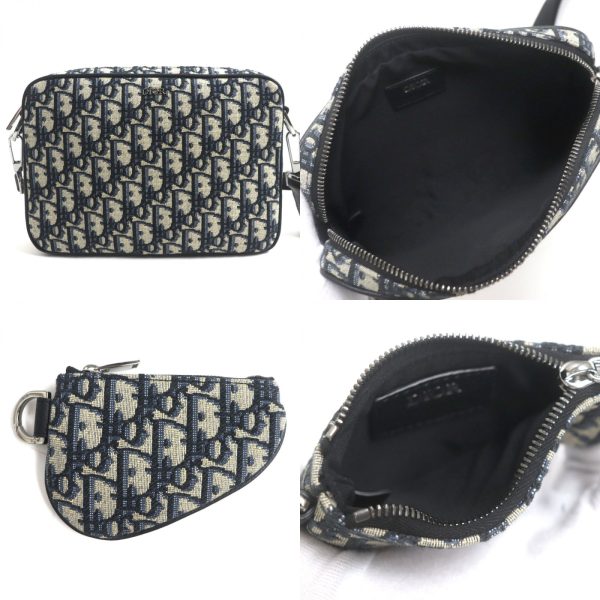 p03 st30908 8 Dior Saddle Oblique Jacquard Mini Leahter Pouch Navy